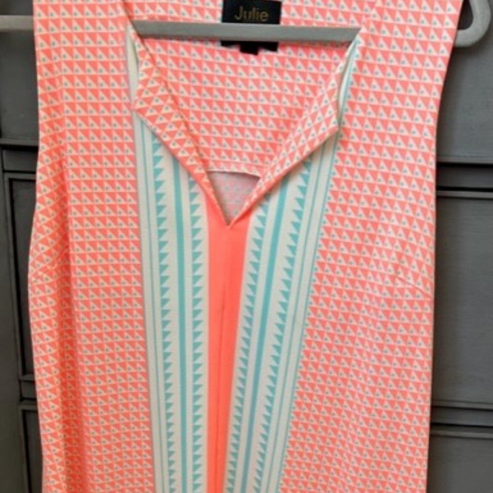 Julie by JULIE BROWN NYC Sheath Dress Sleeveless Geometric Pattern Sz XL UEC